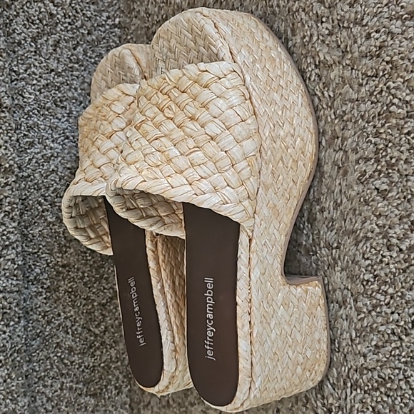 Jeffrey Campbell Marla woven natural sea grass heeled sandals size 7 - Picture 4 of 11